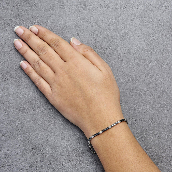 12 Ct. T.W. White and Treated Black Diamond Tennis Bracelet in Sterling Silver, photo 19