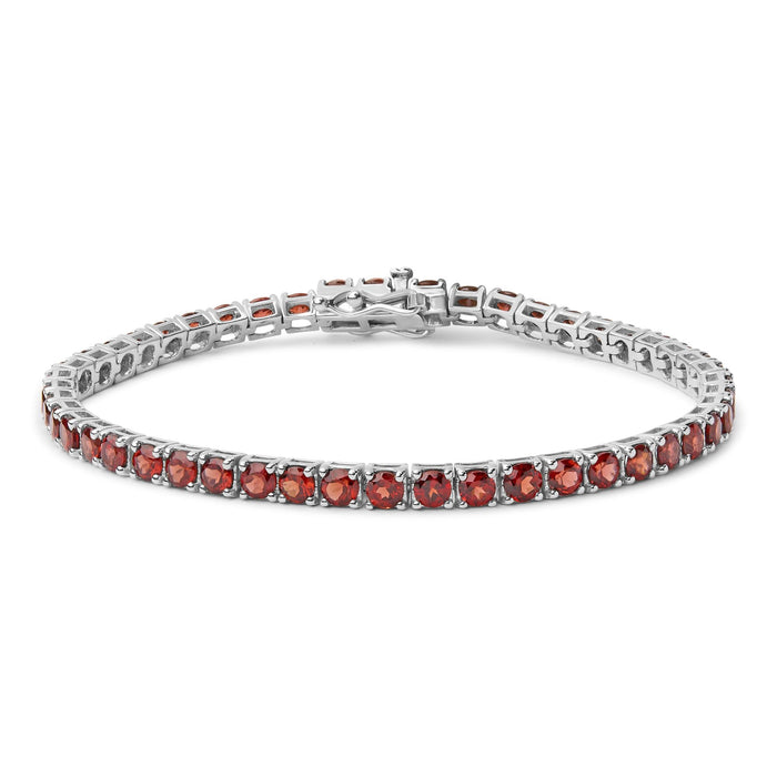 Pulsera tenis con granates naranja creados en laboratorio de 10 ct. p.t. en plata de ley, foto 1