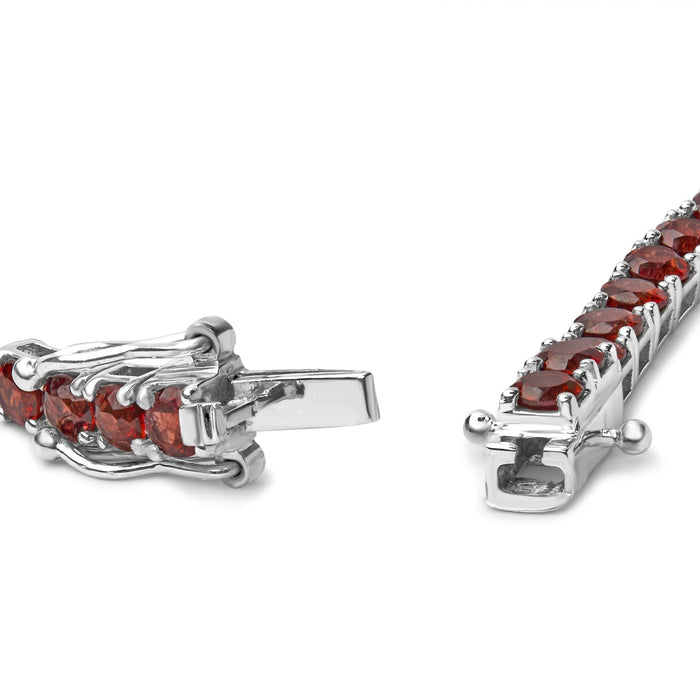 Pulsera tenis con granates naranja creados en laboratorio de 10 ct. p.t. en plata de ley, foto 2