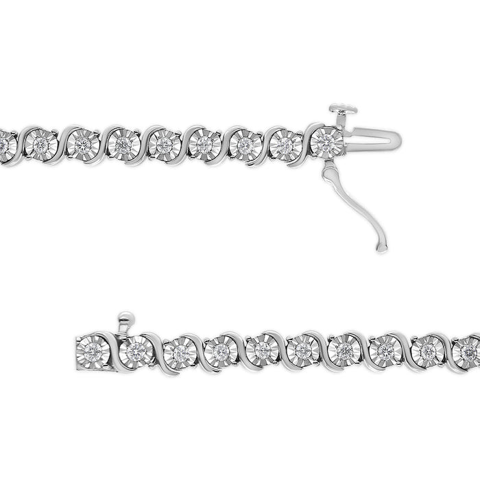 1 Ct. T.W. Lab-Grown Diamond Round Miracle Plate and S Link Tennis Bracelet Size in 14K White Gold, photo 4