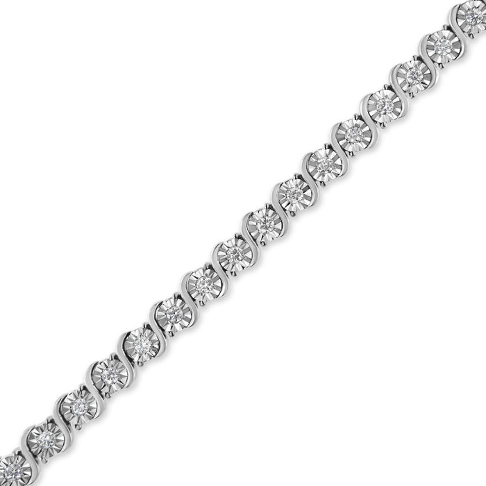 1 Ct. T.W. Lab-Grown Diamond Round Miracle Plate and S Link Tennis Bracelet Size in 14K White Gold, photo 5
