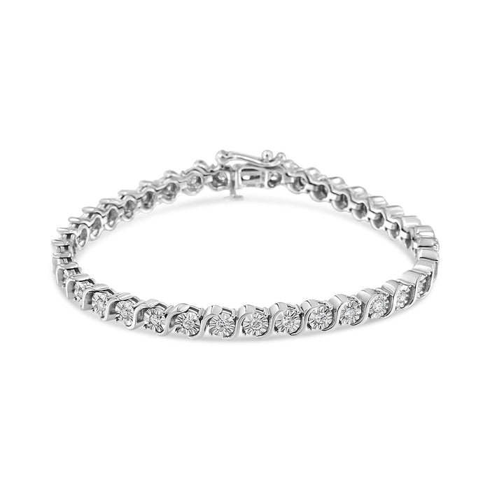 1 Ct. T.W. Lab-Grown Diamond Round Miracle Plate and S Link Tennis Bracelet Size in 14K White Gold, photo 6