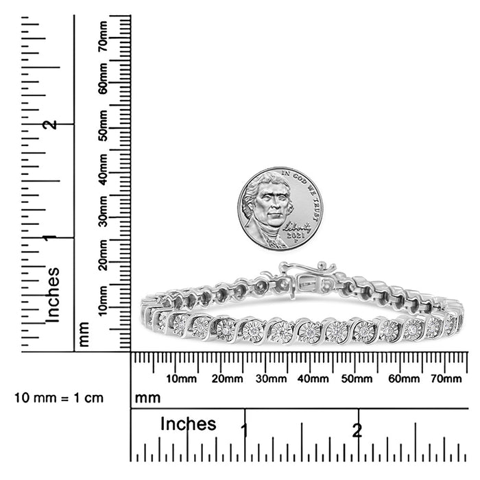 1 Ct. T.W. Lab-Grown Diamond Round Miracle Plate and S Link Tennis Bracelet Size in 14K White Gold, photo 7