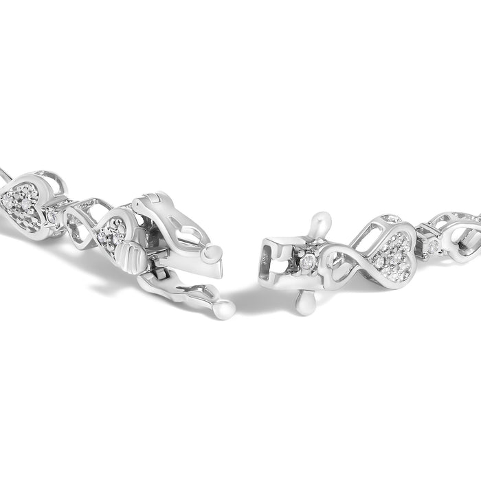 1/4 Ct. T.W. Diamond Infinity Heart Link Bracelet in Sterling Silver, photo 2