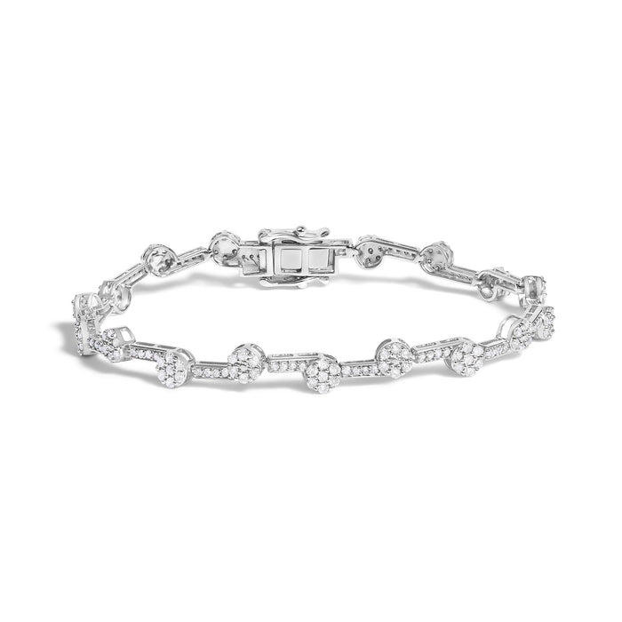 2 Ct. T.W. Diamond Cluster Link Bracelet in Sterling Silver, photo 1