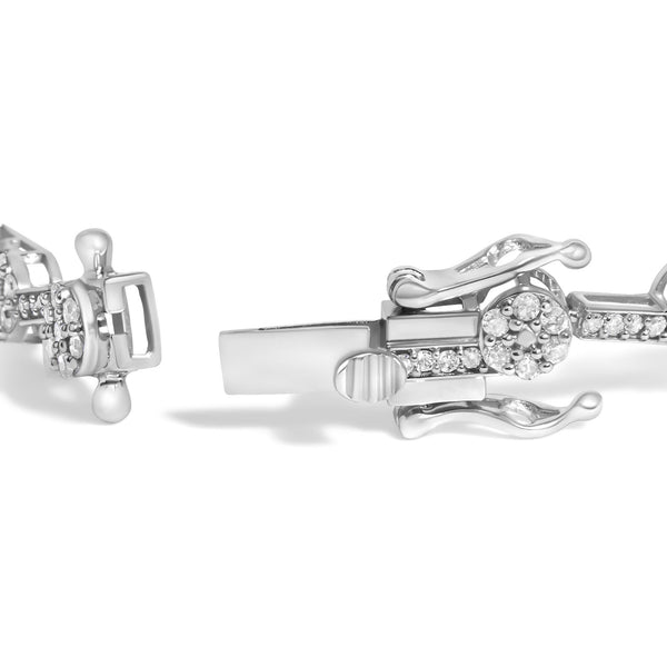 2 Ct. T.W. Diamond Cluster Link Bracelet in Sterling Silver, photo 2
