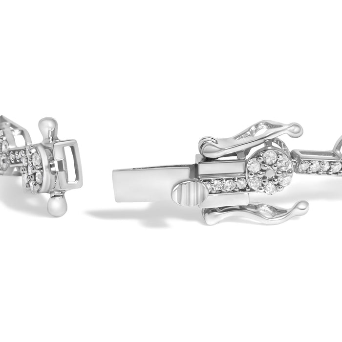 2 Ct. T.W. Diamond Cluster Link Bracelet in Sterling Silver, photo 2
