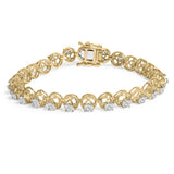 3 9/10 Ct. T.W. Diamond Buttercup Style Tennis Bracelet in 14K Yellow Gold-Plated Sterling Silver