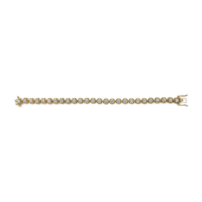 Pulsera tenis estilo buttercup con diamantes de 3 9/10 ct. p.t. en plata de ley bañada en oro amarillo de 14K, foto 4