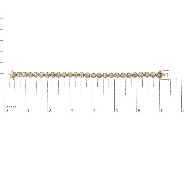 Pulsera tenis estilo buttercup con diamantes de 3 9/10 ct. p.t. en plata de ley bañada en oro amarillo de 14K, foto 5