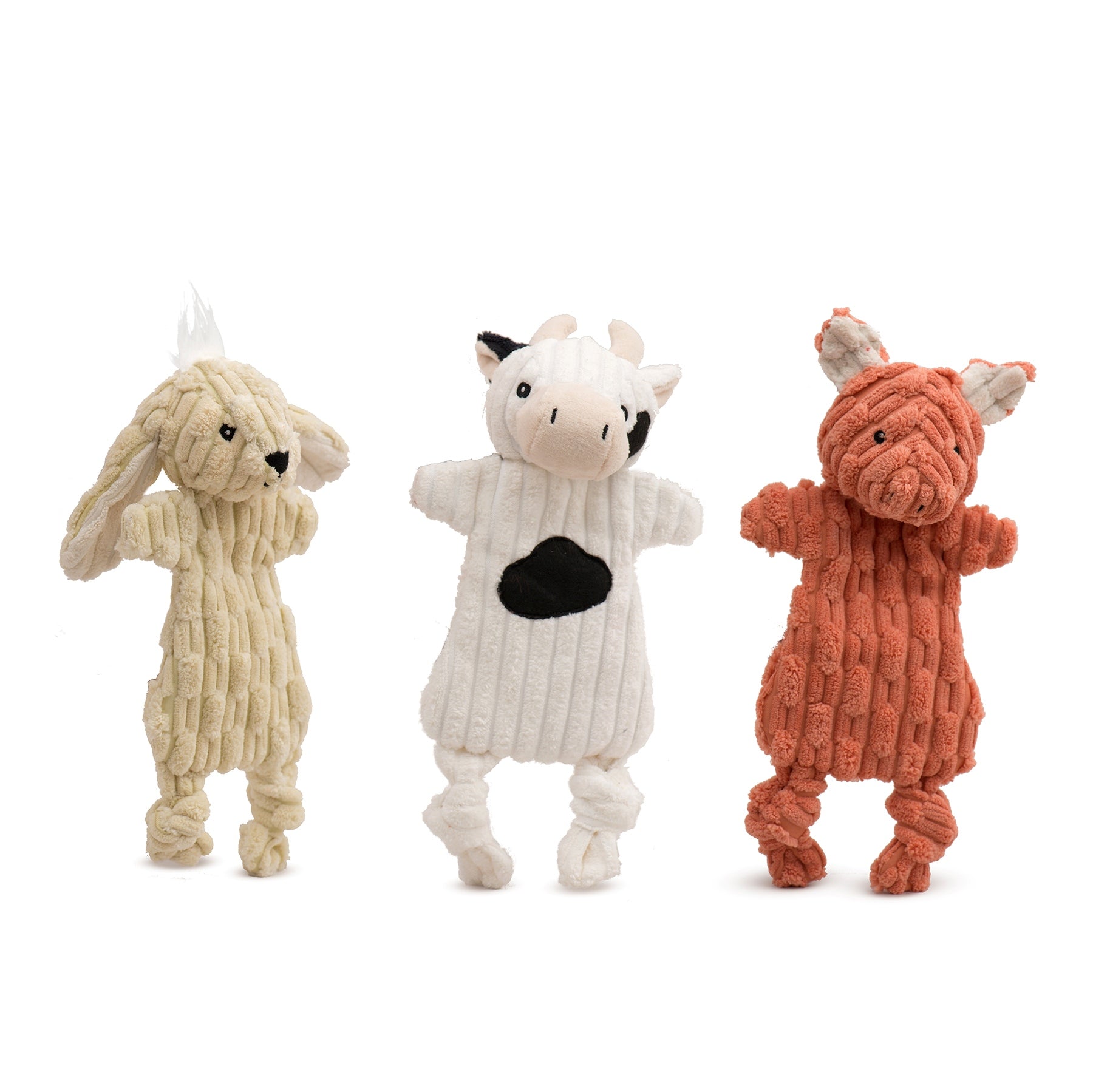 Barnyard HuggleFlatties Assorted Plush Dog Toys, 3 Pack