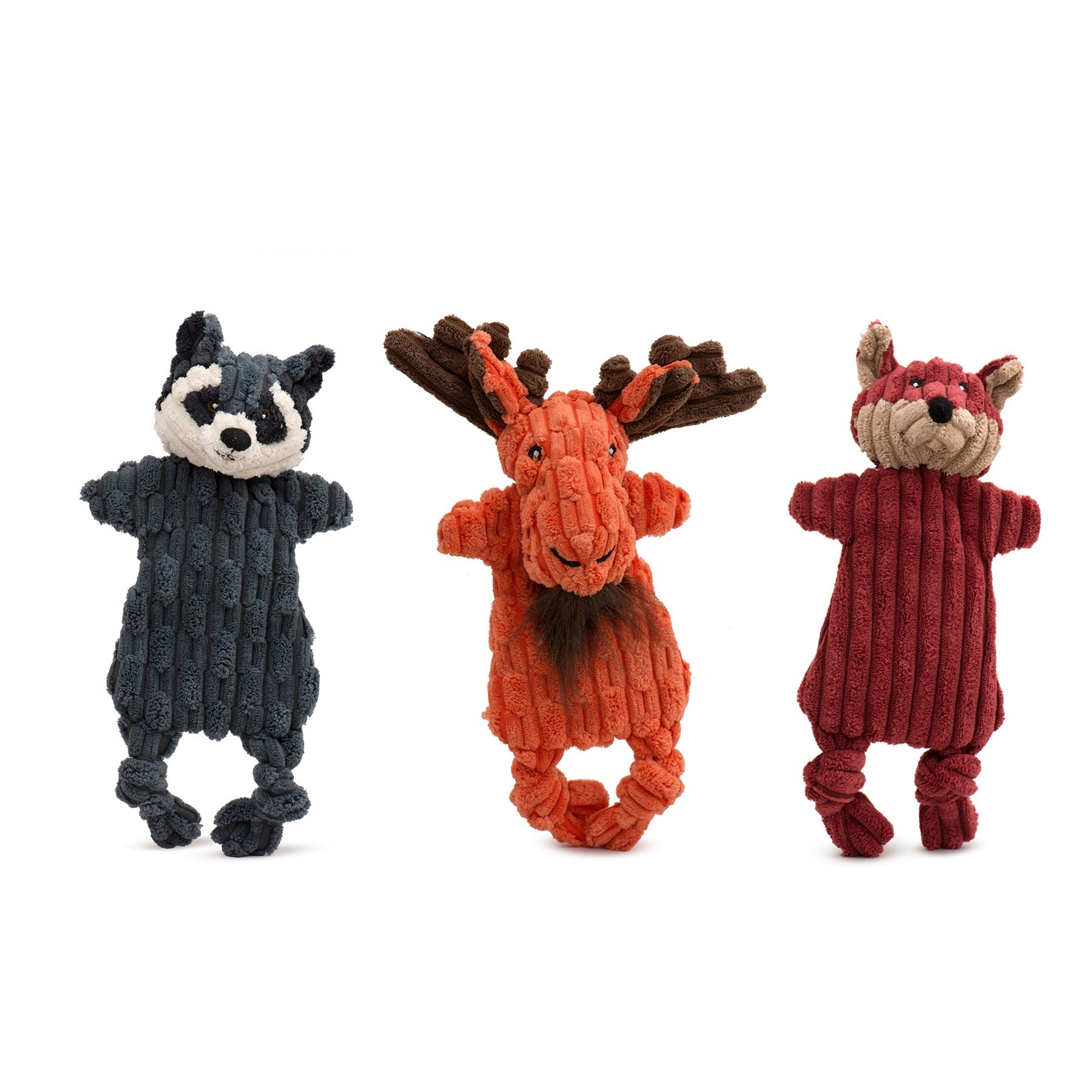 Woodland HuggleFlatties, juguetes de peluche surtidos para perro, paquete de 3