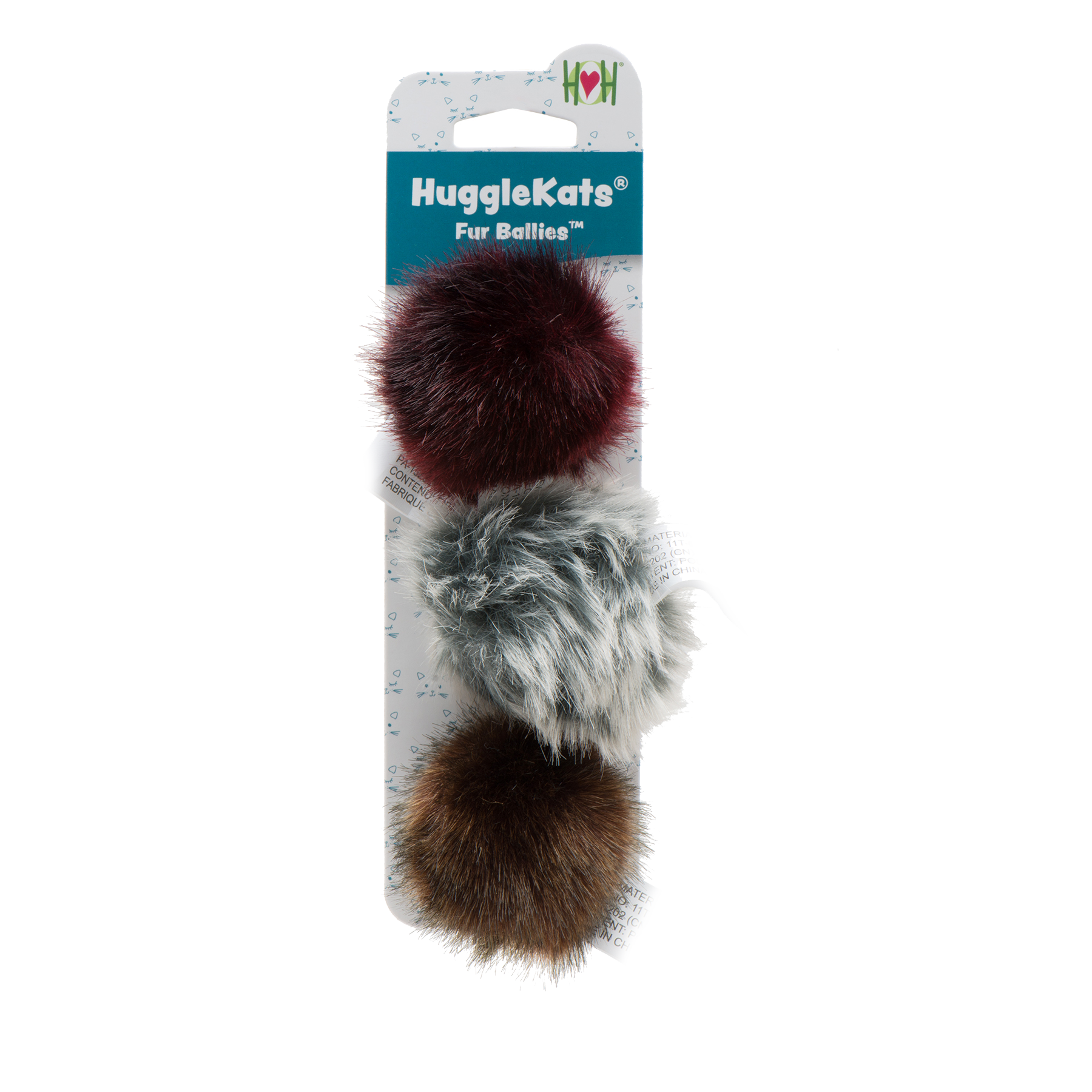 HuggleKats Fur Ballies, juguetes para gato, paquete de 3