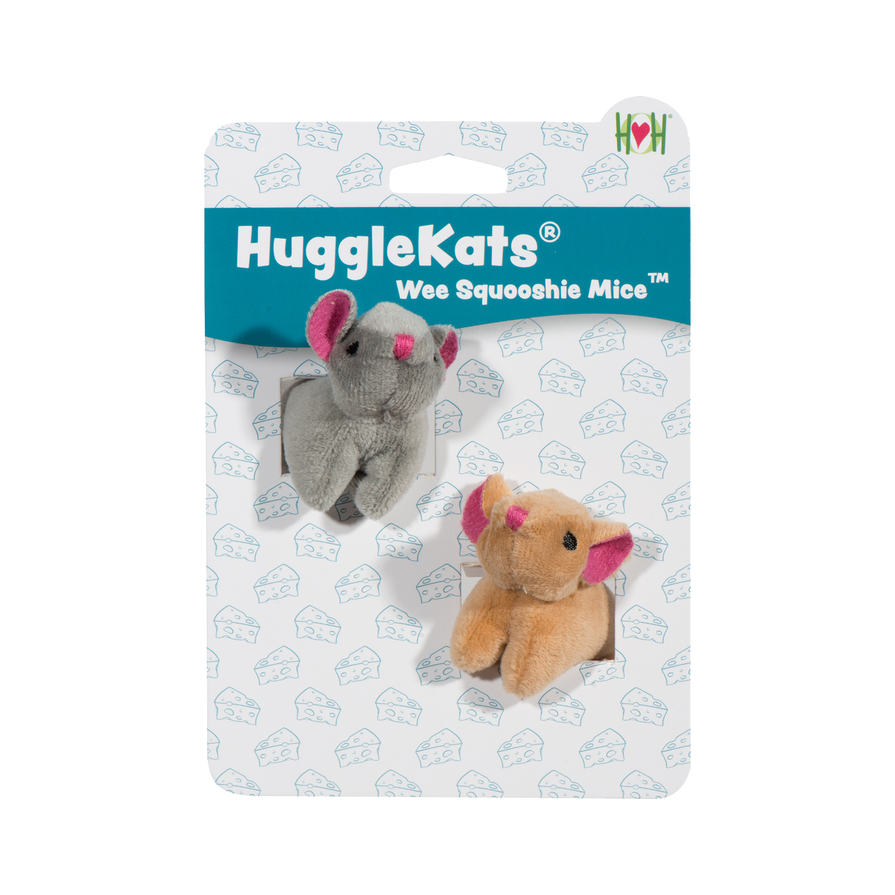 HuggleKats Wee Squooshie Mice Cat Toys, 2 Pack