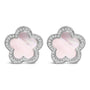 Aretes de botón de estrella de halo con madreperla y diamantes de 1/5 ct. p.t. en oro blanco de 14K, foto 1