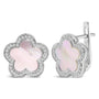 Aretes de botón de estrella de halo con madreperla y diamantes de 1/5 ct. p.t. en oro blanco de 14K, foto 2