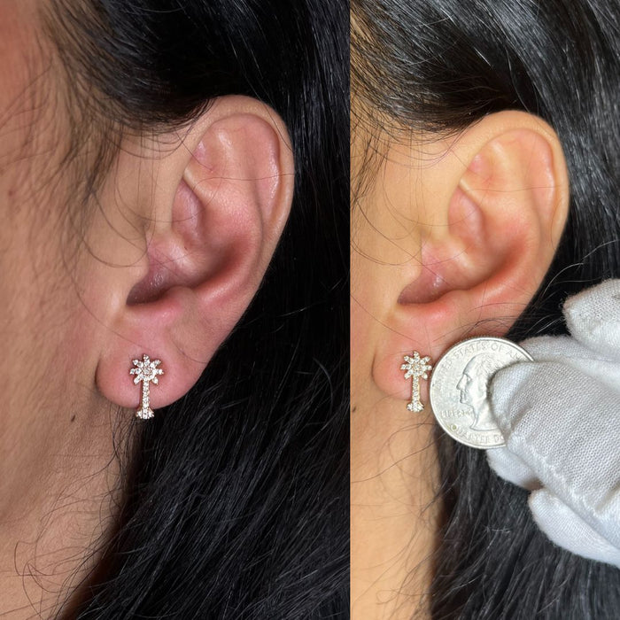 Aretes de botón de palmera con cierres de presión y diamantes de 1/4 ct. p.t. en oro rosa de 10K, foto 3