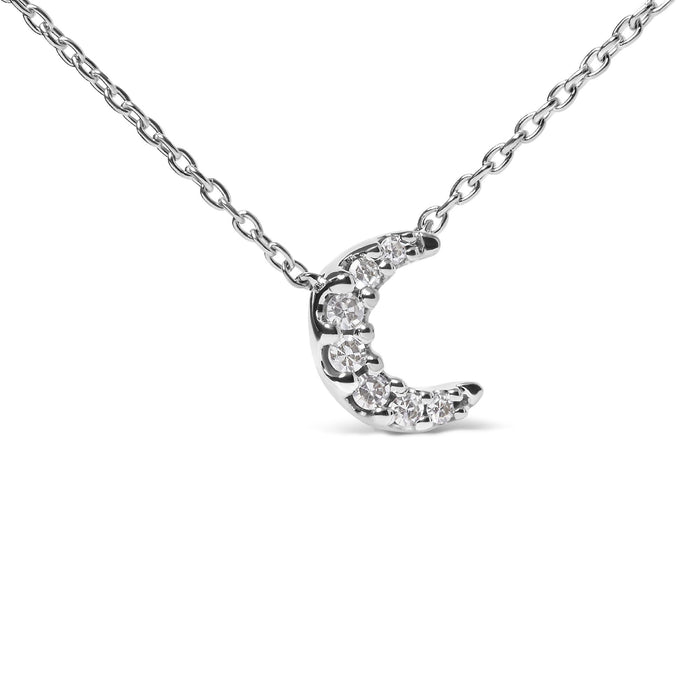 Diamond Accented Crescent Moon-Shaped Pendant Necklace in 10K White Gold, photo 4