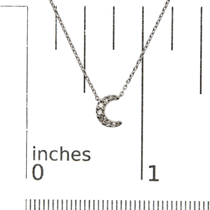 Diamond Accented Crescent Moon-Shaped Pendant Necklace in 10K White Gold, photo 5