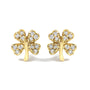 Aretes de botón de trébol de 4 hojas con detalles de diamante en oro amarillo de 10K, foto 1