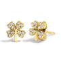 Aretes de botón de trébol de 4 hojas con detalles de diamante en oro amarillo de 10K, foto 2