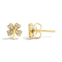 Aretes de botón de trébol de 4 hojas con detalles de diamante en oro amarillo de 10K, foto 4