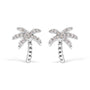 Aretes de botón de palmera incrustada con diamantes de 1/10 ct. p.t. en oro blanco de 10K, foto 1