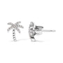 Aretes de botón de palmera incrustada con diamantes de 1/10 ct. p.t. en oro blanco de 10K, foto 4