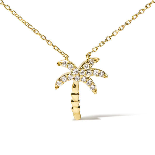 1/10 Ct. T.W. Round Diamond Palm Tree Pendant Necklace in 10K Yellow Gold, photo 2