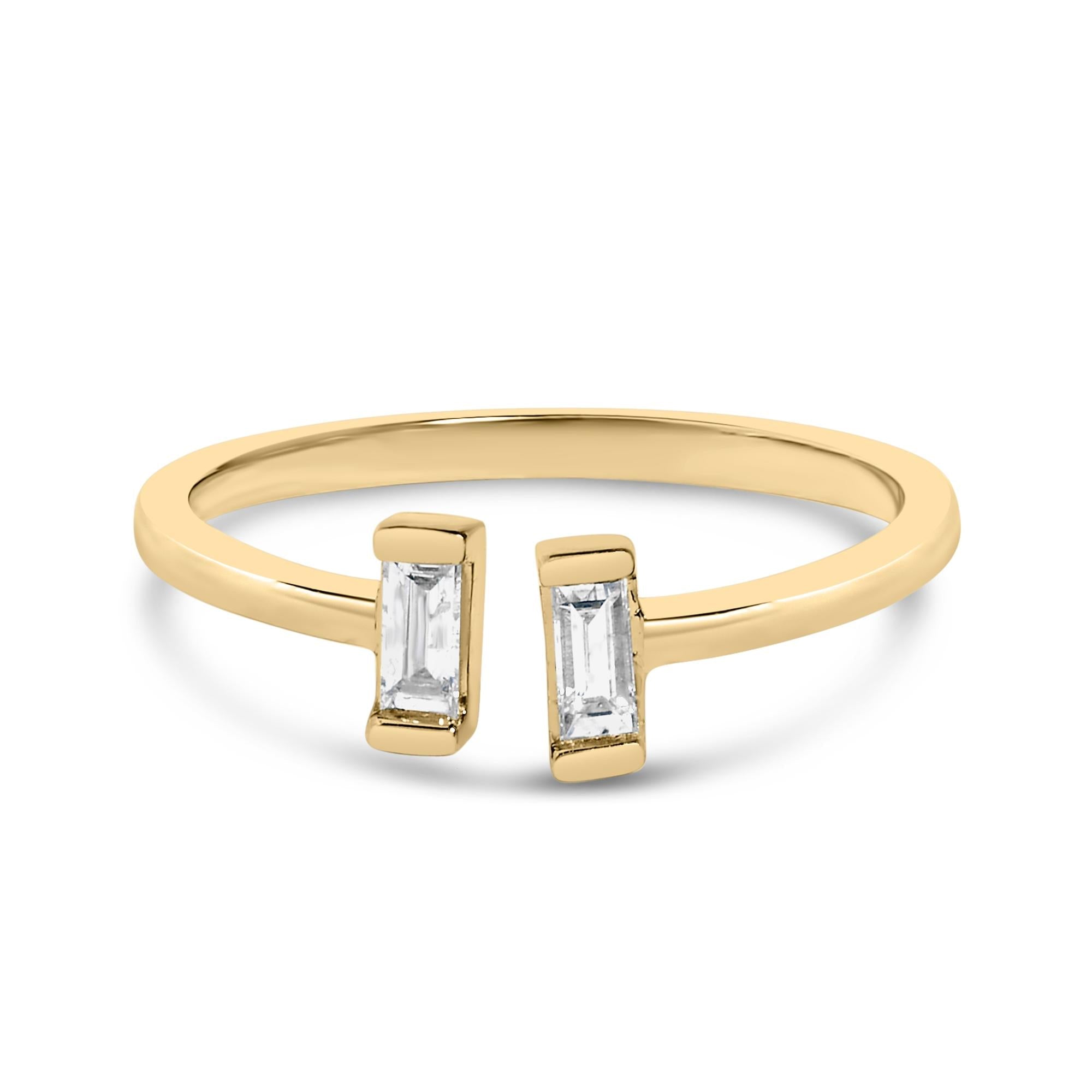 Anillo de banda calado con diamantes baguette de 1/5 ct. p.t. en plata de ley bañada en oro amarillo de 14K, foto 1