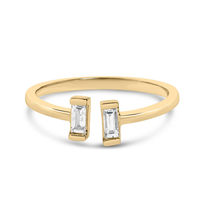 Anillo de banda calado con diamantes baguette de 1/5 ct. p.t. en plata de ley bañada en oro amarillo de 14K, foto 1
