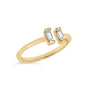 Anillo de banda calado con diamantes baguette de 1/5 ct. p.t. en plata de ley bañada en oro amarillo de 14K, foto 4