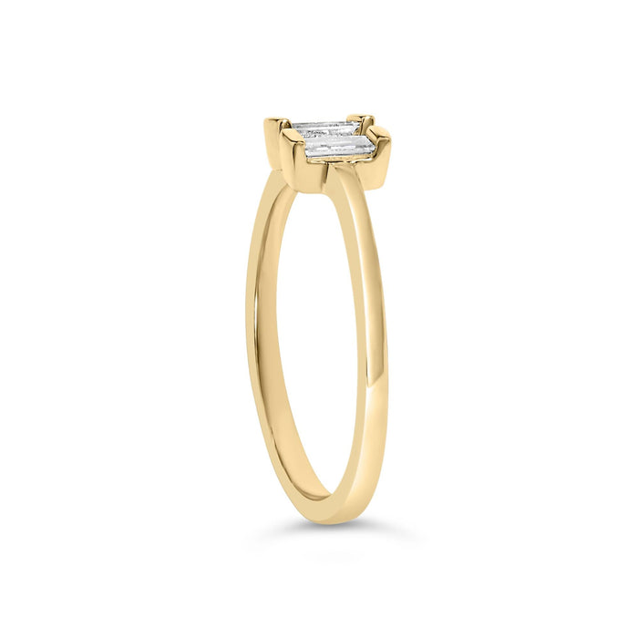 Anillo de banda calado con diamantes baguette de 1/5 ct. p.t. en plata de ley bañada en oro amarillo de 14K, foto 5