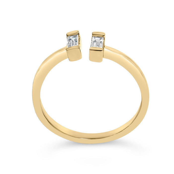 Anillo de banda calado con diamantes baguette de 1/5 ct. p.t. en plata de ley bañada en oro amarillo de 14K, foto 6
