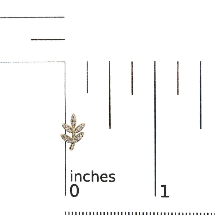 1/10 Ct. T.W. Diamond Accented Leaf and Branch Stud Earrings in 10K Yellow Gold, photo 5