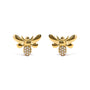 Aretes de botón de abejorro con detalles de diamante en oro amarillo de 10K, foto 1