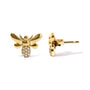 Aretes de botón de abejorro con detalles de diamante en oro amarillo de 10K, foto 4