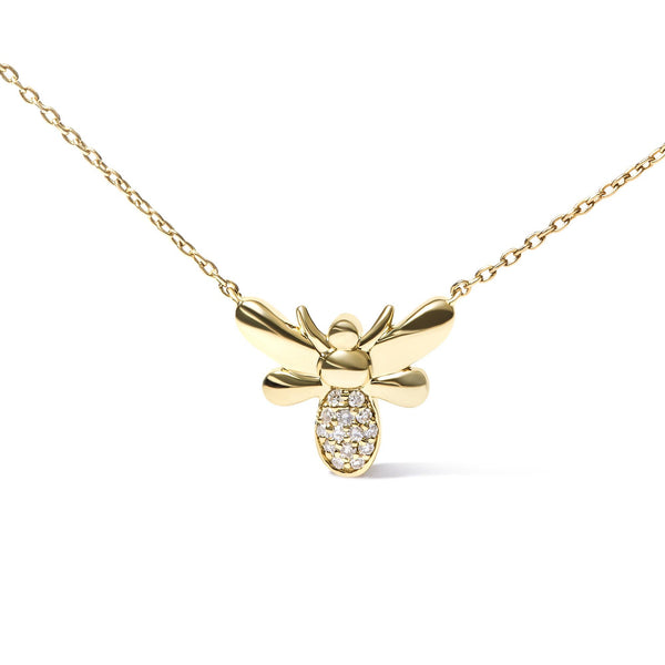 Diamond Accented Bumble Bee Pendant Necklace in 10K Yellow Gold, photo 2