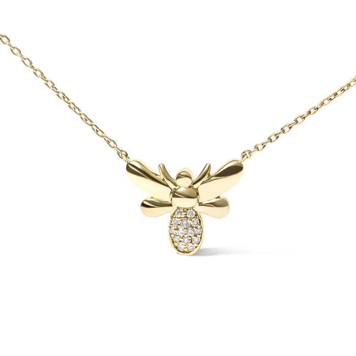 Diamond Accented Bumble Bee Pendant Necklace in 10K Yellow Gold, photo 2