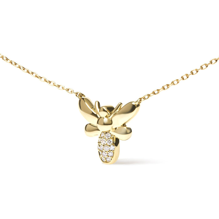 Diamond Accented Bumble Bee Pendant Necklace in 10K Yellow Gold, photo 4