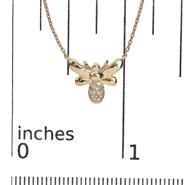 Diamond Accented Bumble Bee Pendant Necklace in 10K Yellow Gold, photo 5