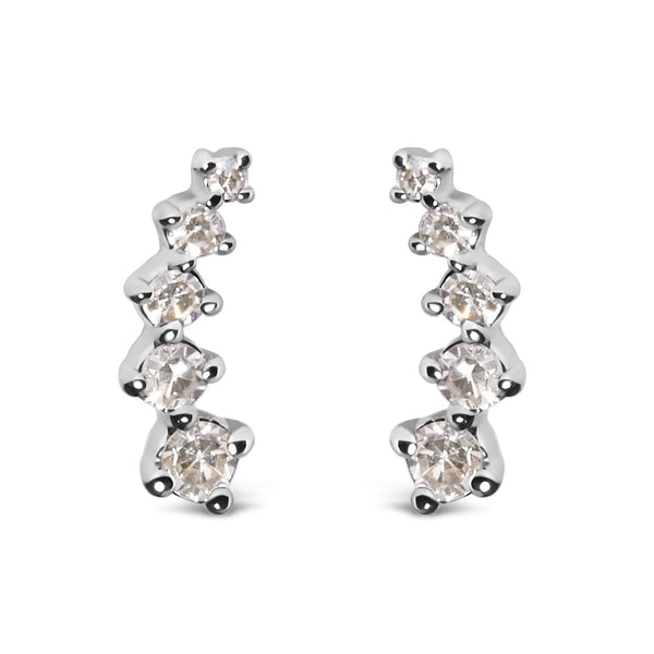 1/10 Ct. T.W. Diamond Journey Style Climber Stud Earrings in 10K White Gold, photo 1