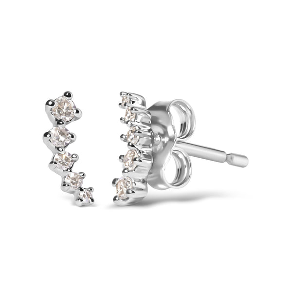 1/10 Ct. T.W. Diamond Journey Style Climber Stud Earrings in 10K White Gold, photo 2