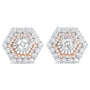 1 7/8 Ct. T.W. Round Diamond Double Halo Earrings Jacket for 6mm Round Studs in 14K Rose and White Gold, photo 1