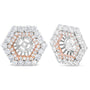 1 7/8 Ct. T.W. Round Diamond Double Halo Earrings Jacket for 6mm Round Studs in 14K Rose and White Gold, photo 2