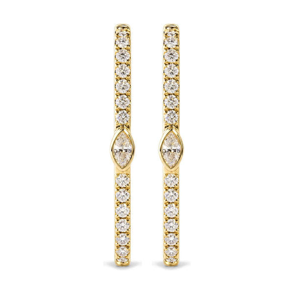 1/3 Ct. T.W. Bezel-Set Marquise Diamond Rectangular Hoop Earrings in 14K Yellow Gold, photo 1