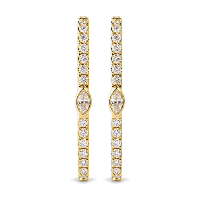 1/3 Ct. T.W. Bezel-Set Marquise Diamond Rectangular Hoop Earrings in 14K Yellow Gold, photo 1