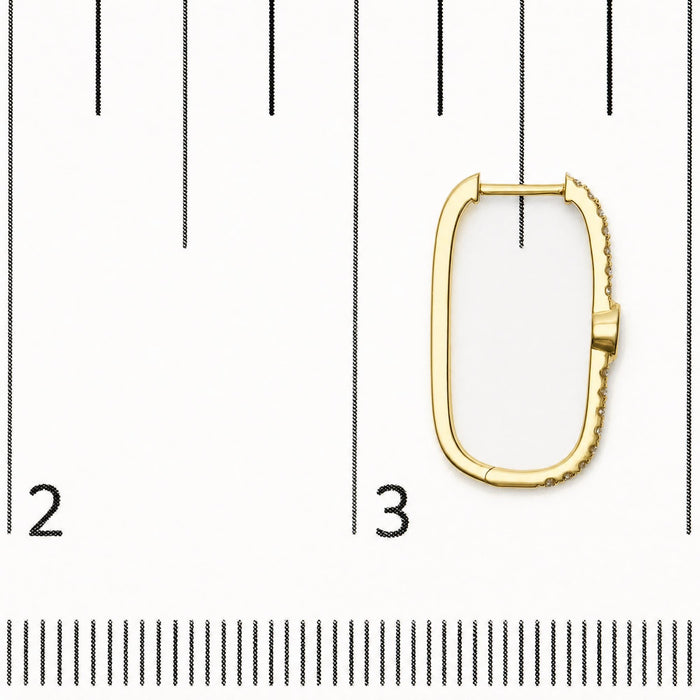 1/3 Ct. T.W. Bezel-Set Marquise Diamond Rectangular Hoop Earrings in 14K Yellow Gold, photo 5