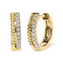 1/10 Ct. T.W. Diamond and Rope Twist Huggy Hoop Earrings in 10K Yellow Gold, photo 2