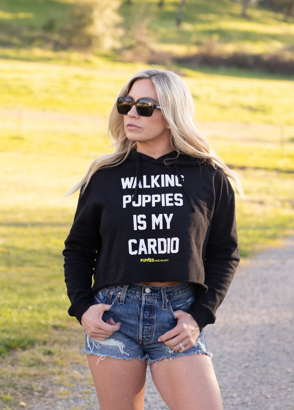 Walking Puppies is My Cardio Crop Hoodie